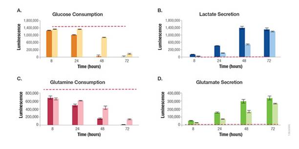 Promega代谢物检测可测葡萄糖、乳酸、谷氨酸和谷氨酰胺